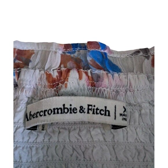 Abercrombie & Fitch Dress Women's XL White Midi Floral Puff Sleeve Cottagecore - Picture 8 of 14